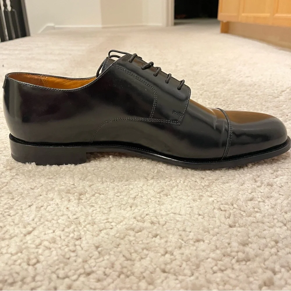 Cole Haan Men’s Black Patent Leather Oxford Formal Shoes Toe Cap‎ EUC Size 13